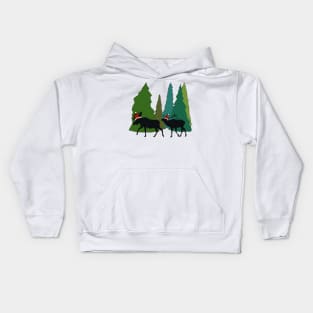 Moose and Elk Play Santa Kids Hoodie